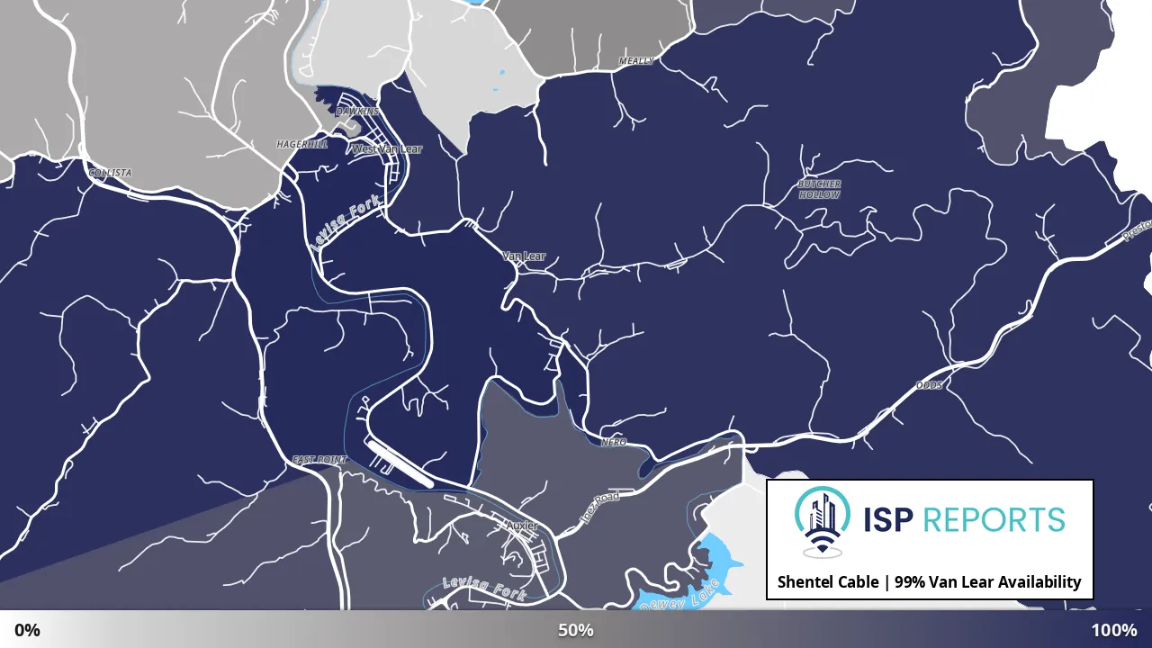 Van Lear, KY map of internet availability