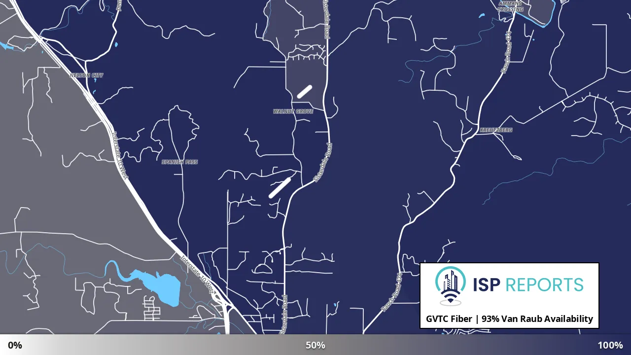 Van Raub, TX map of internet availability