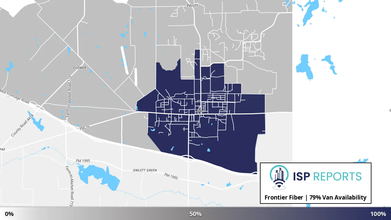 Van, TX map of internet availability