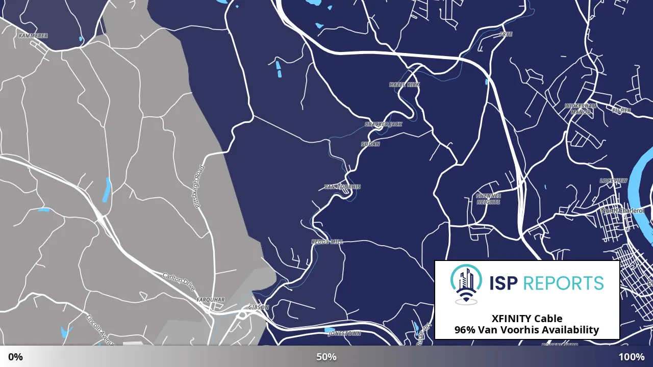 Van Voorhis, PA map of internet availability