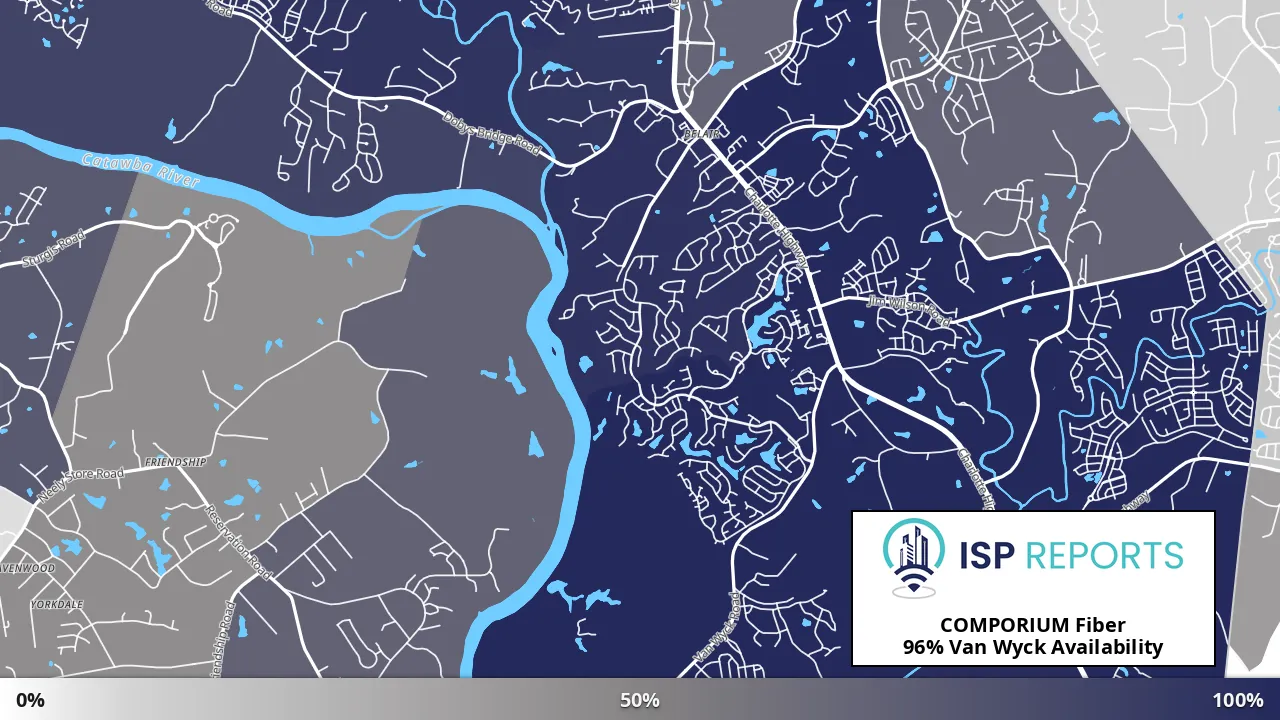 Van Wyck, SC map of internet availability