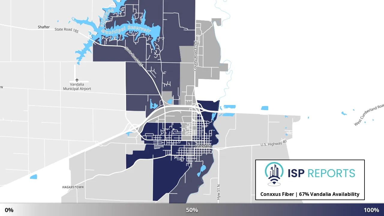 Vandalia, IL map of internet availability