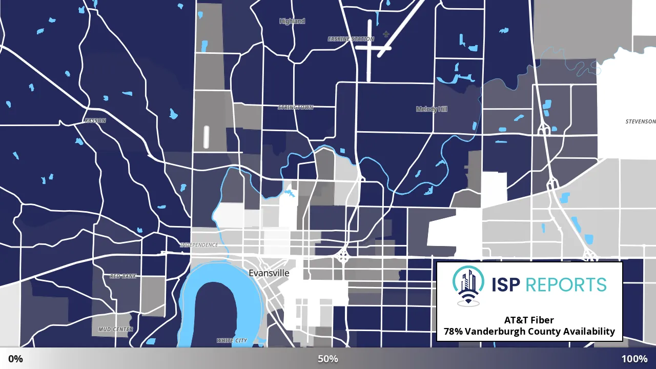 Vanderburgh County, IN map of internet availability