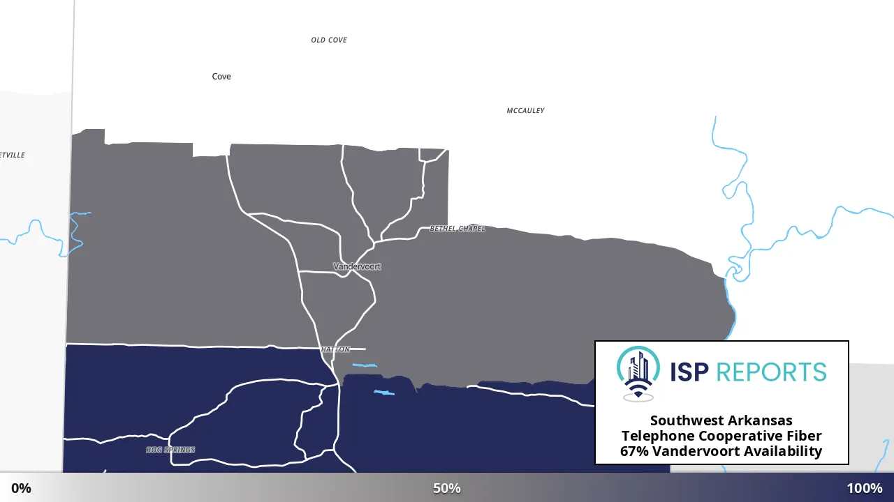 Vandervoort, AR map of internet availability