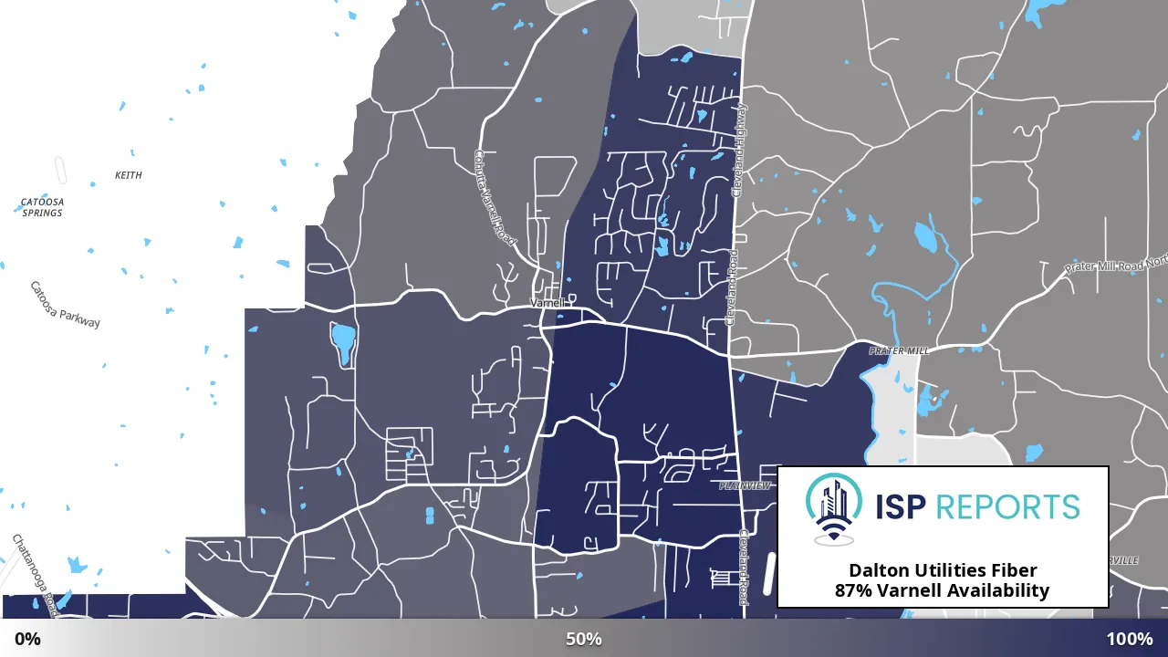 Varnell, GA map of internet availability