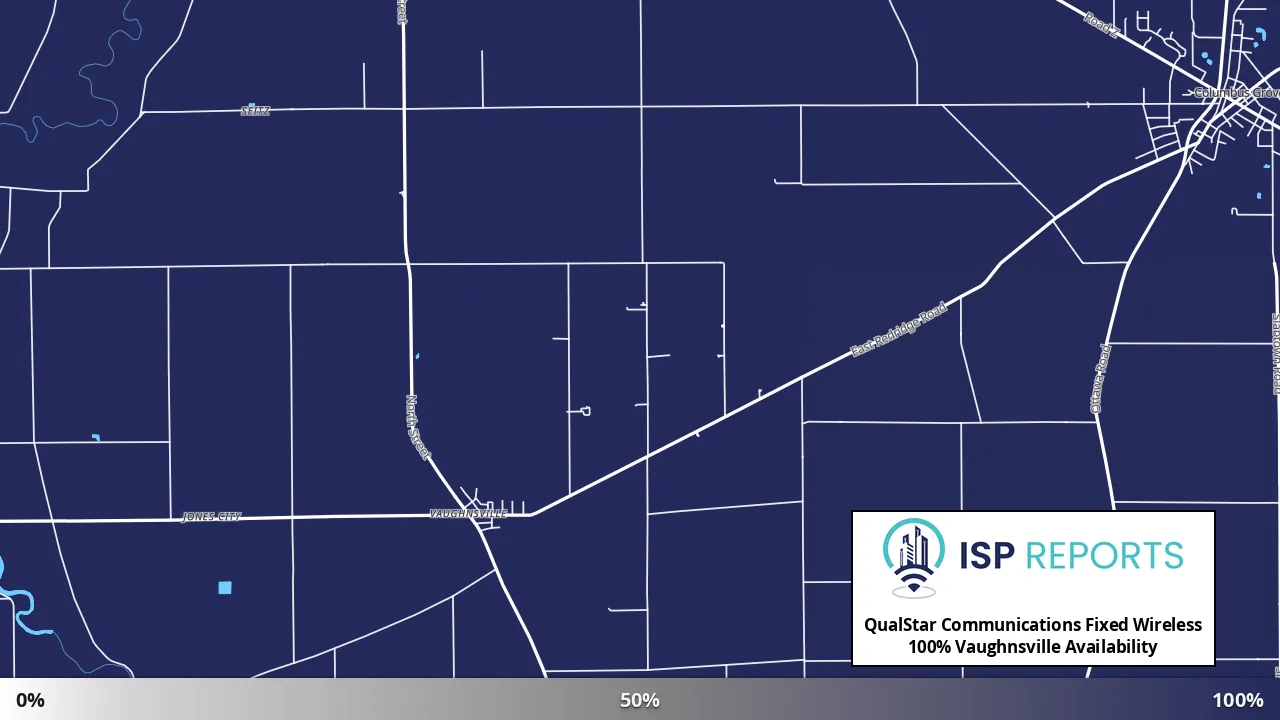 Vaughnsville, OH map of internet availability