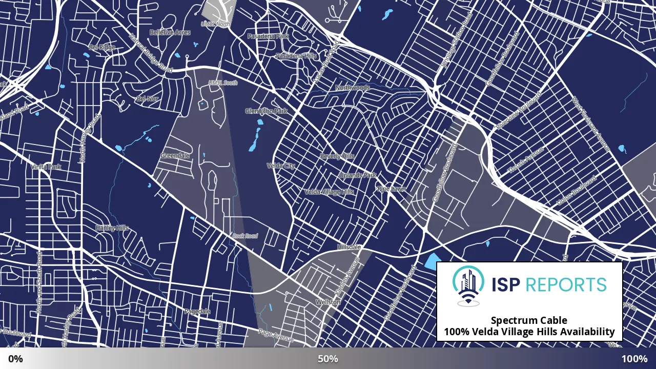 Velda Village Hills, MO map of internet availability