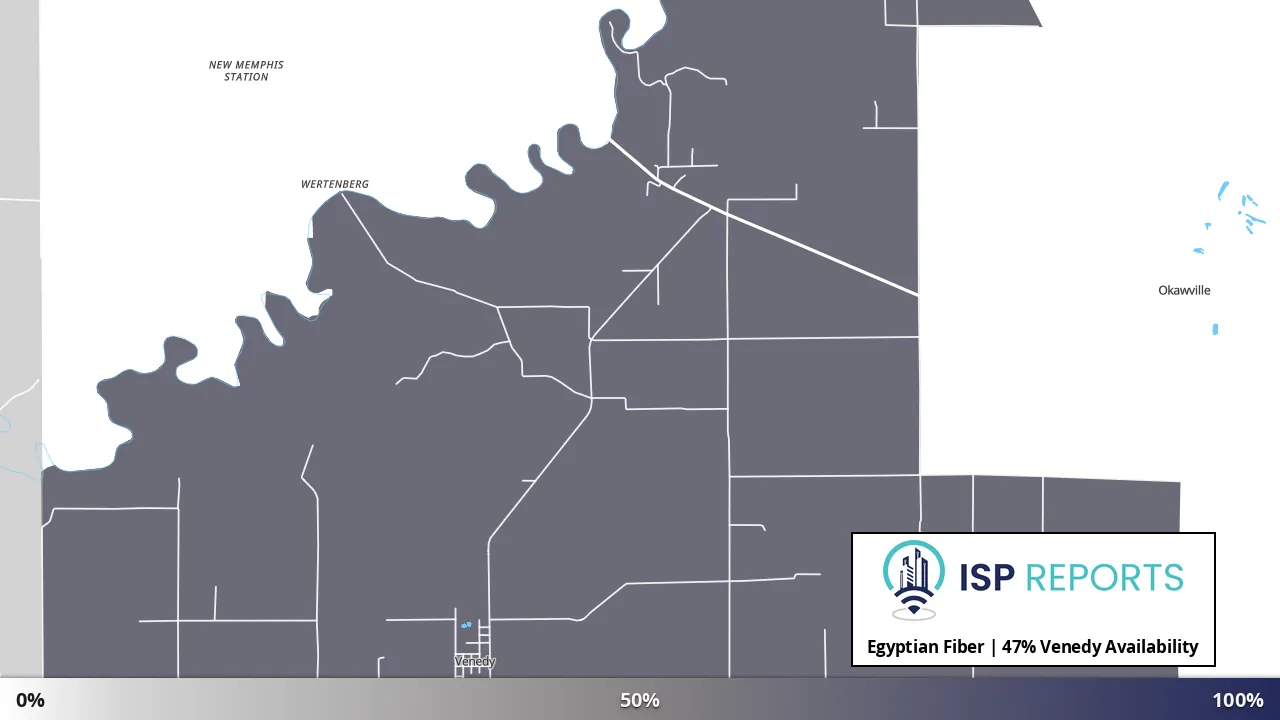 Venedy, IL map of internet availability