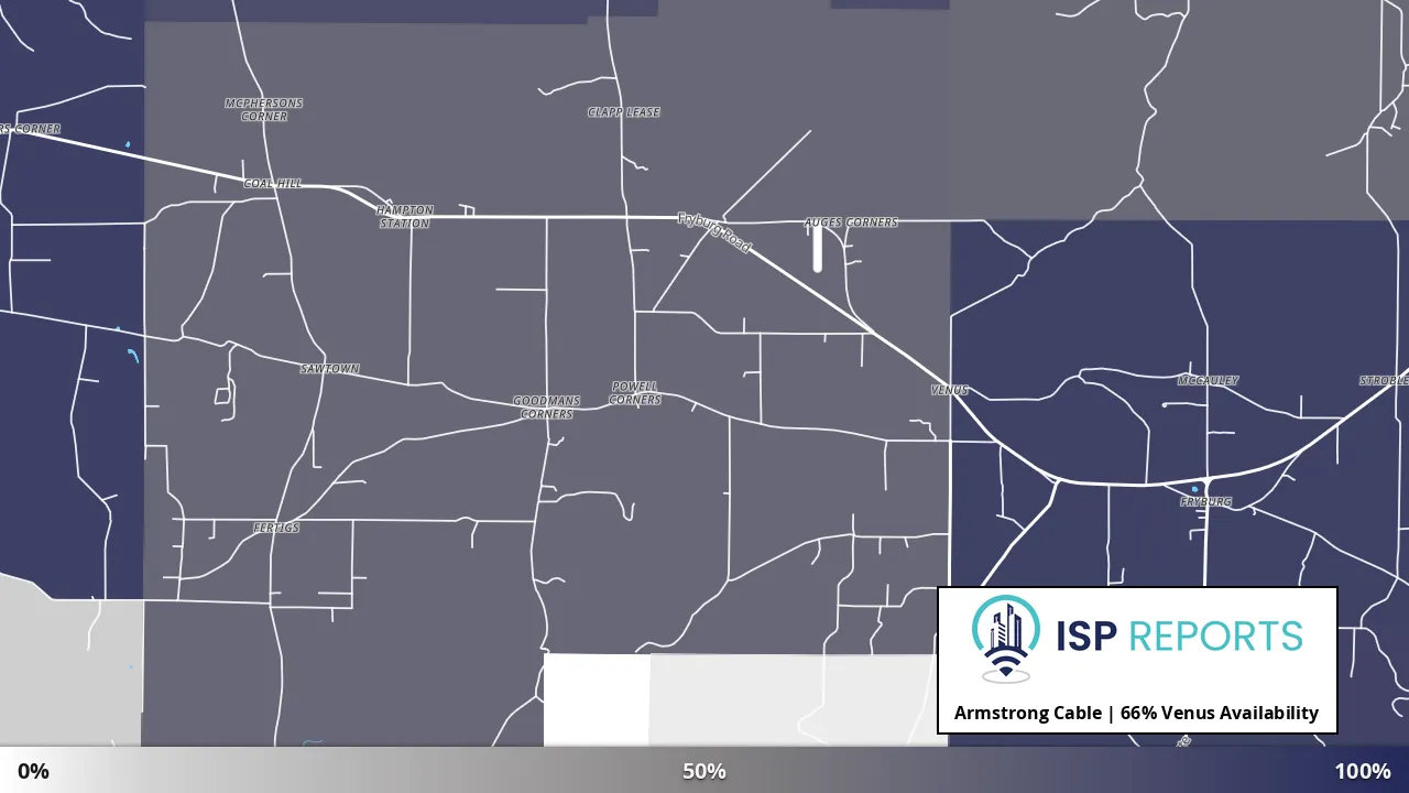 Venus, PA map of internet availability