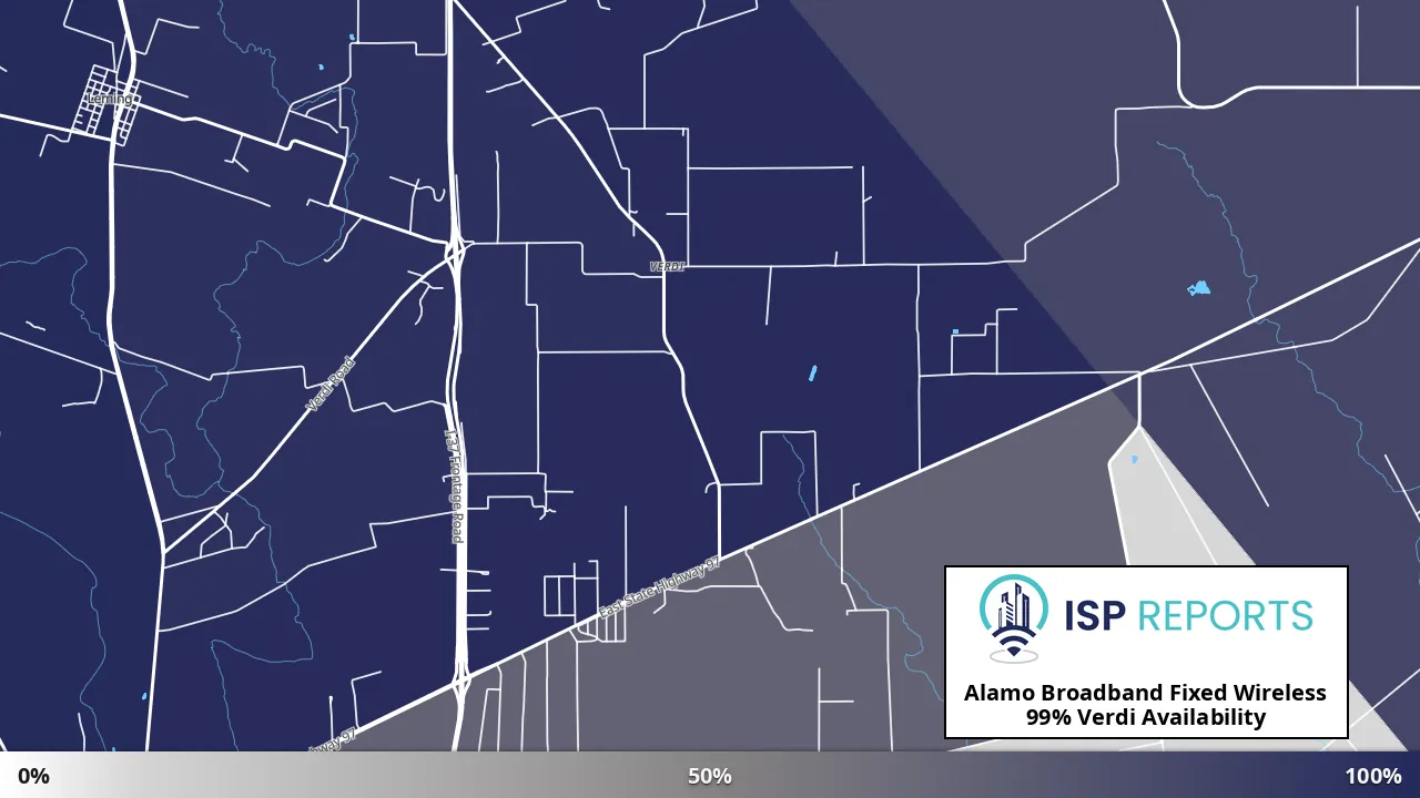 Verdi, TX map of internet availability
