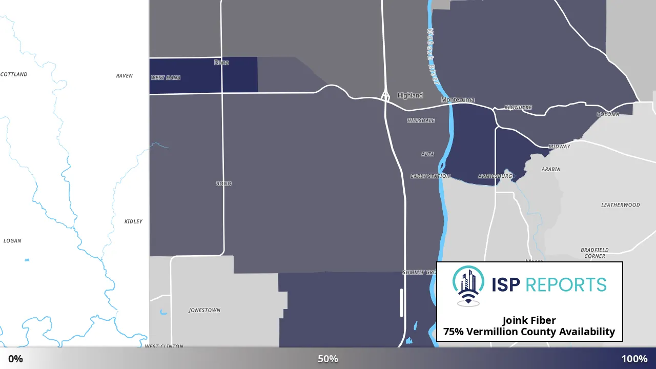 Vermillion County, IN map of internet availability