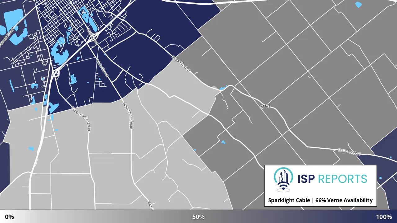 Verne, IN map of internet availability