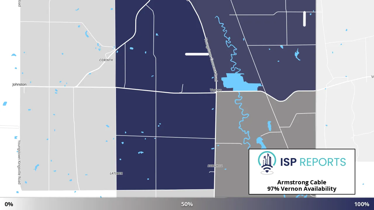 Vernon, OH map of internet availability