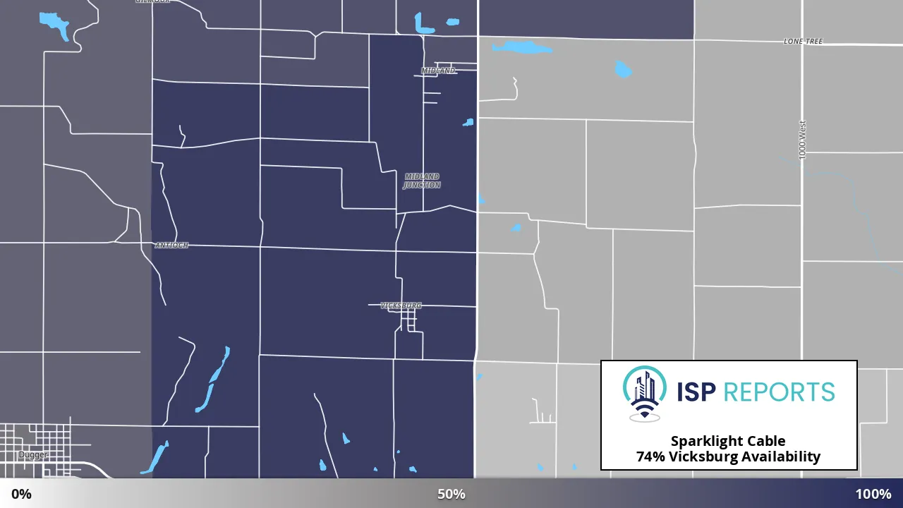 Vicksburg, IN map of internet availability