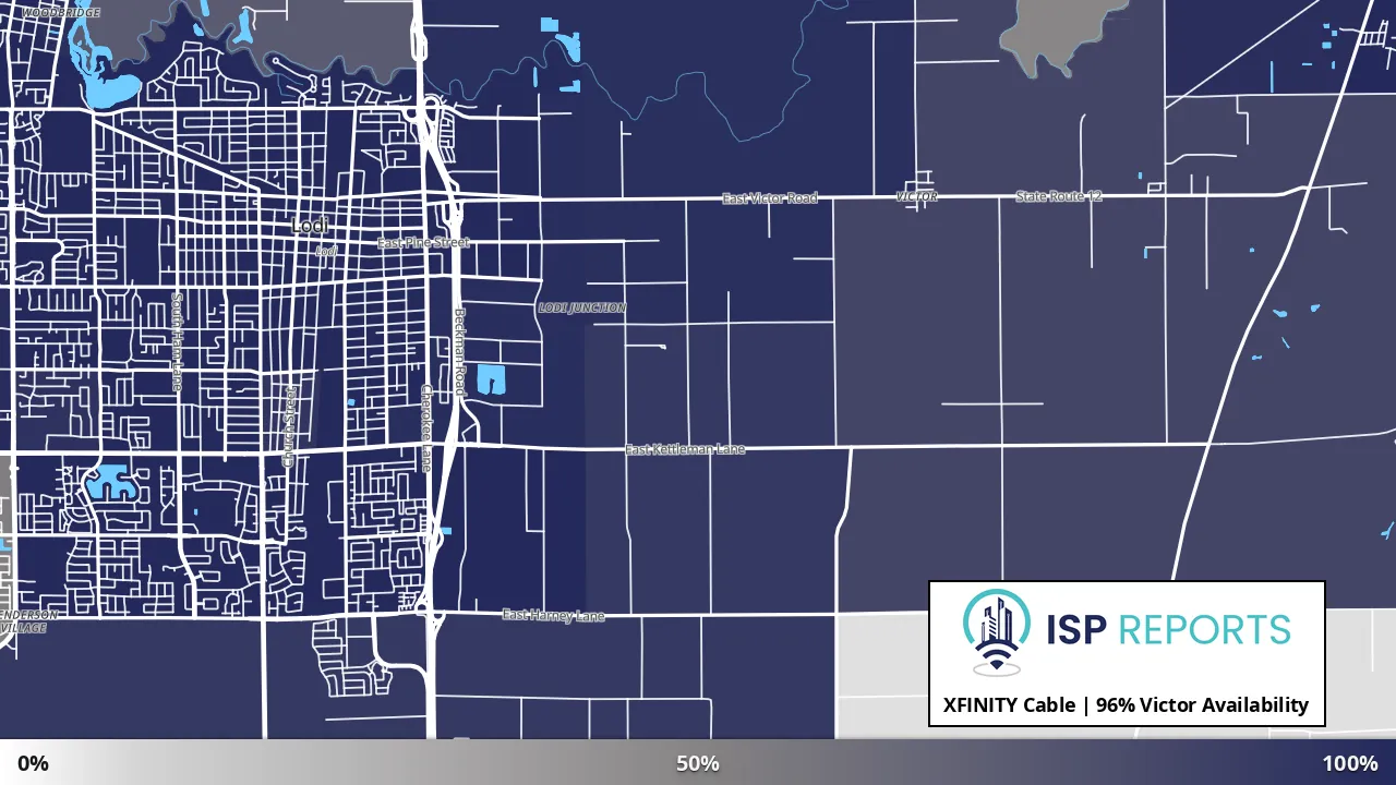 Victor, CA map of internet availability