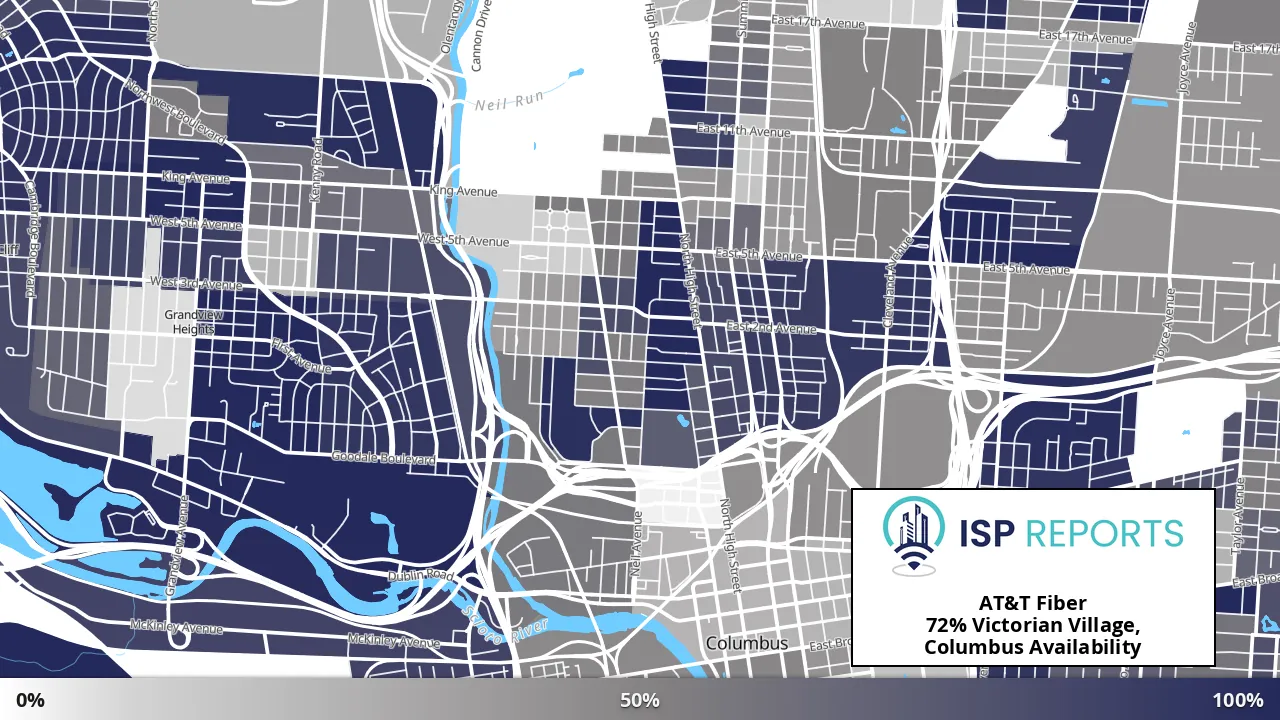 Victorian Village, Columbus, OH map of internet availability