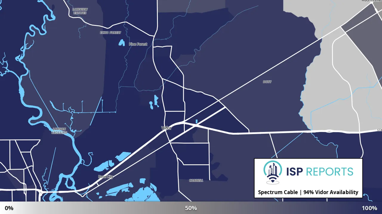 Vidor, TX map of internet availability