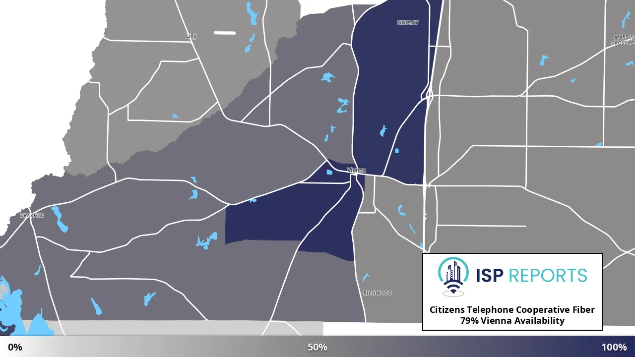 Vienna, GA map of internet availability