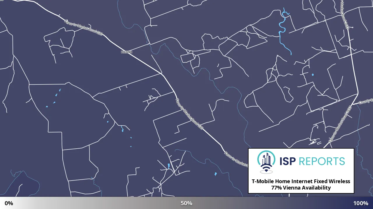Vienna, TX map of internet availability
