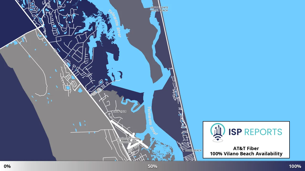 Vilano Beach, FL map of internet availability