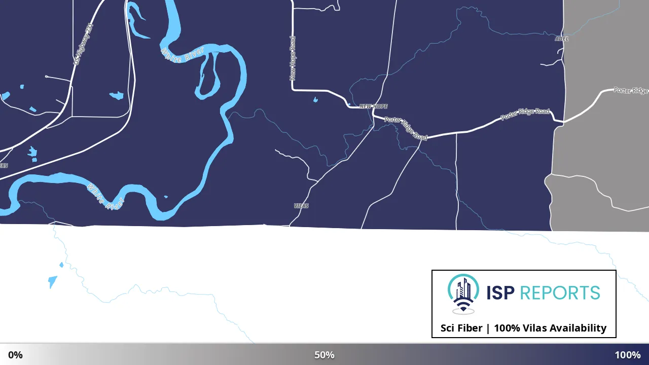 Vilas, IN map of internet availability