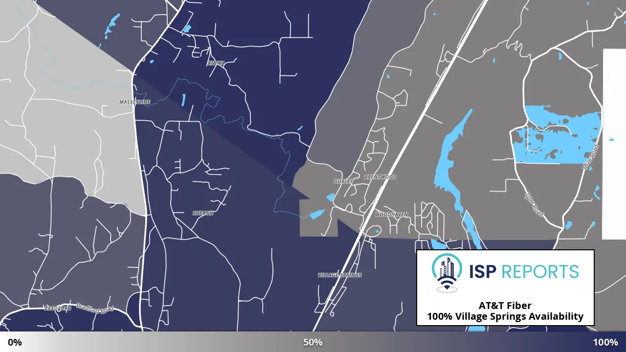 Village Springs, AL map of internet availability