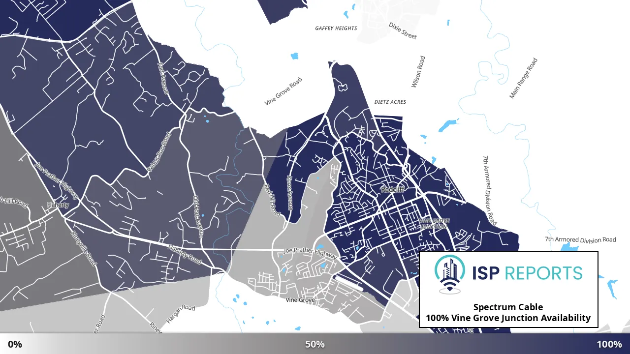 Vine Grove Junction, KY map of internet availability