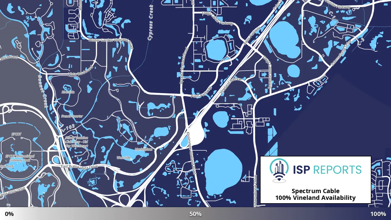 Vineland, FL map of internet availability