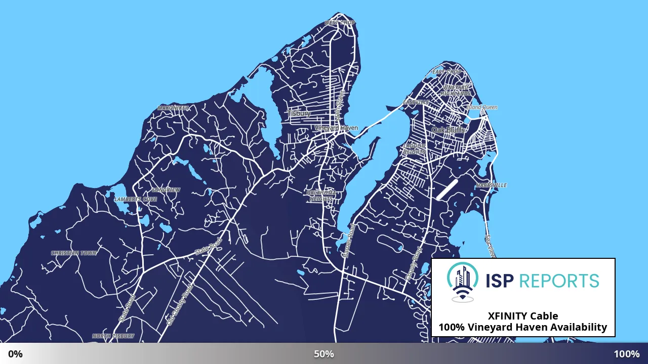 Vineyard Haven, MA map of internet availability
