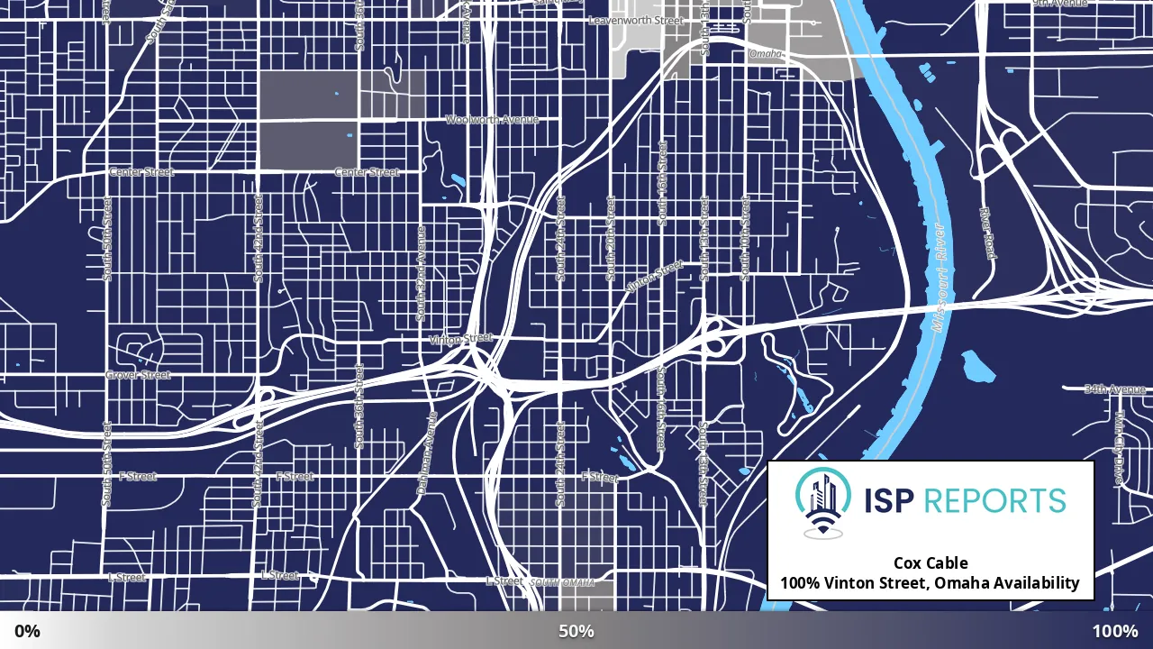 Vinton Street, Omaha, NE map of internet availability