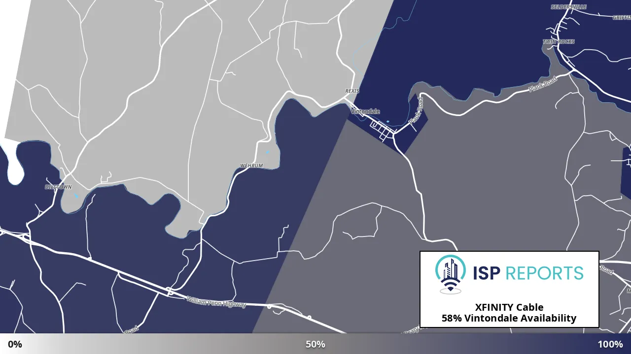 Vintondale, PA map of internet availability