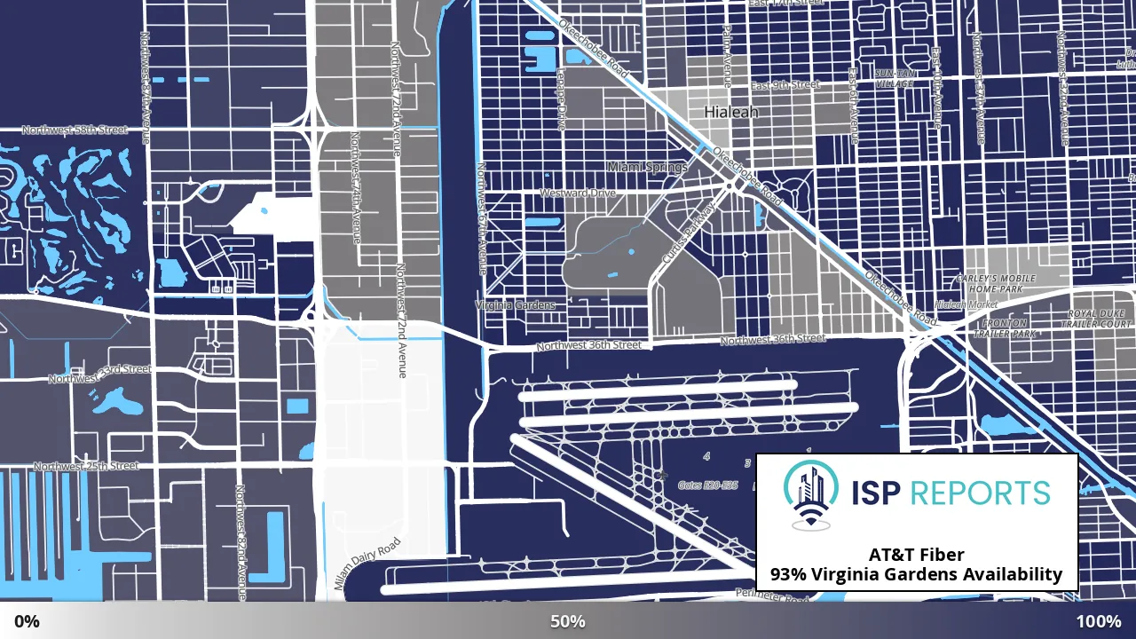 Virginia Gardens, FL map of internet availability
