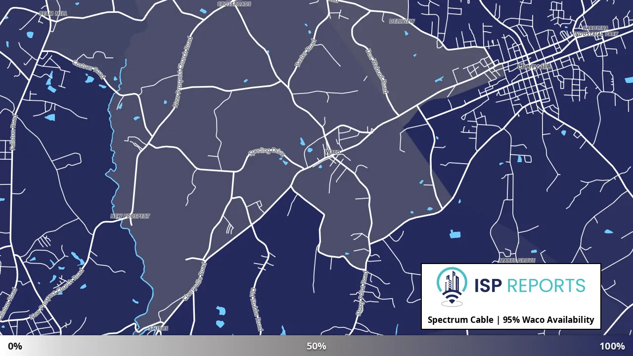 Waco, NC map of internet availability