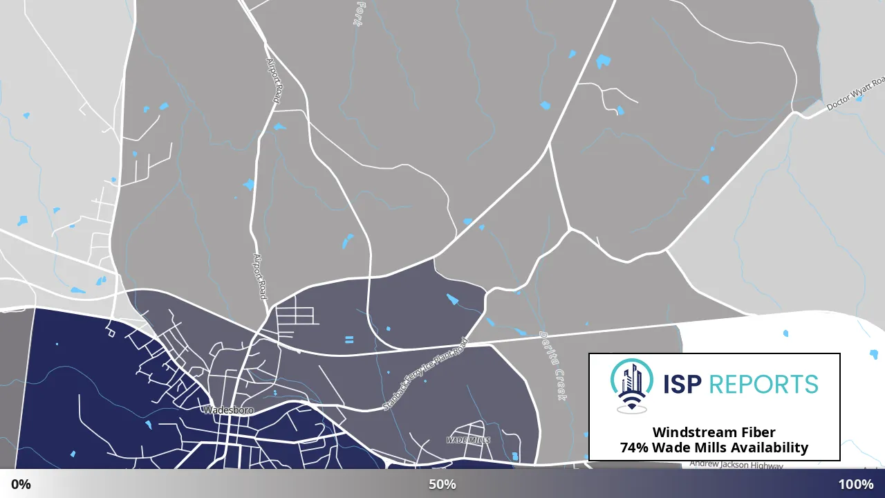 Wade Mills, NC map of internet availability
