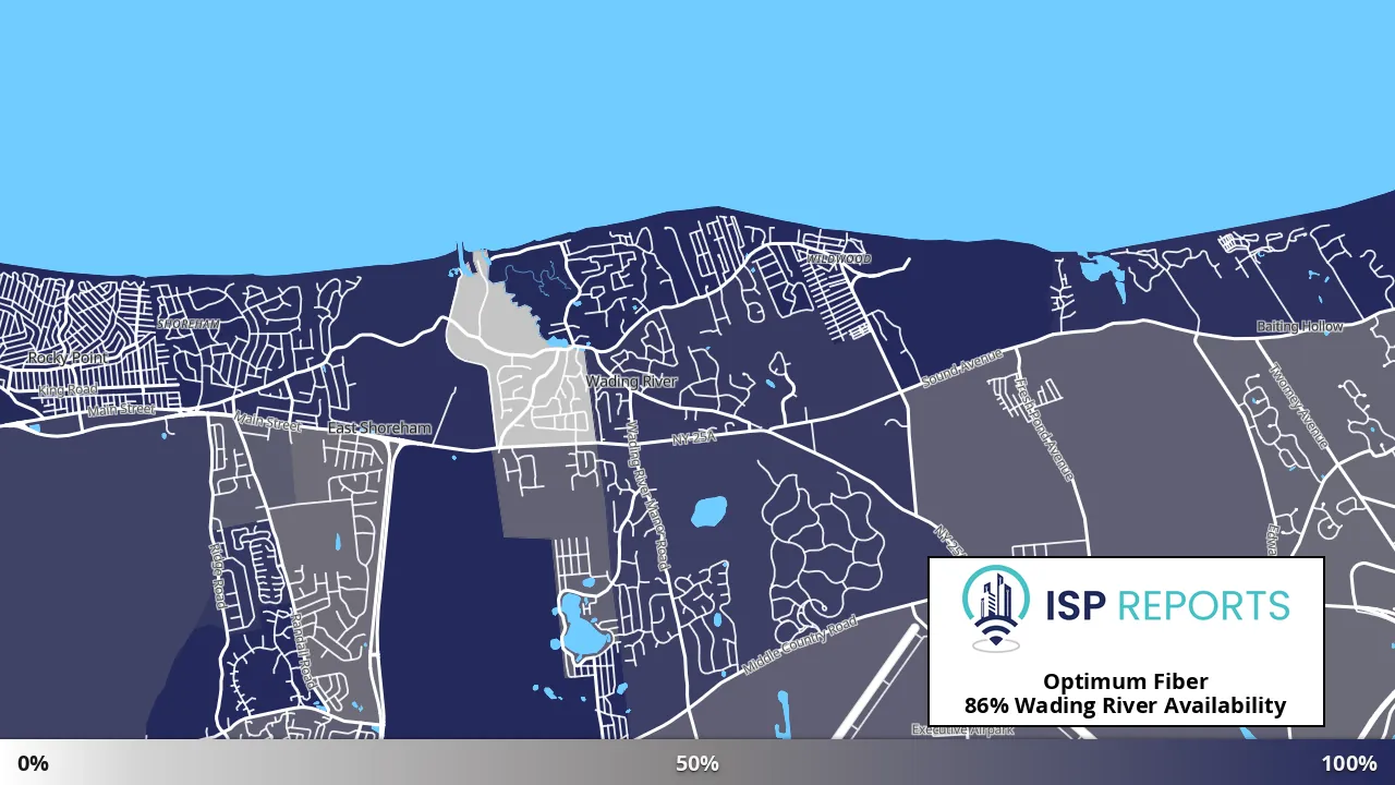 Wading River, NY map of internet availability