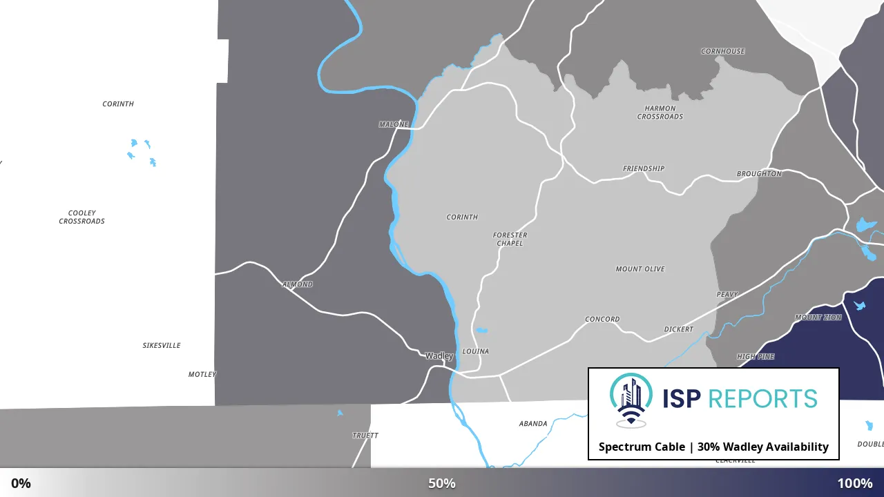 Wadley, AL map of internet availability