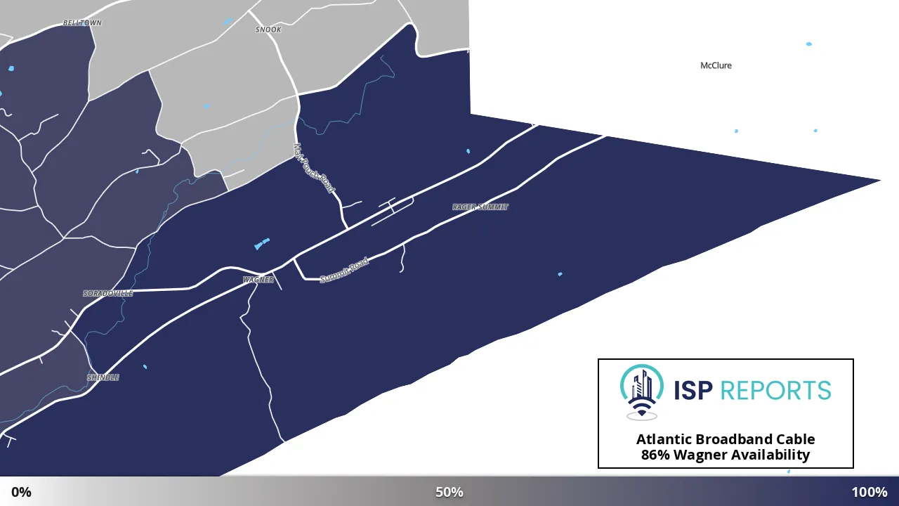 Wagner, PA map of internet availability