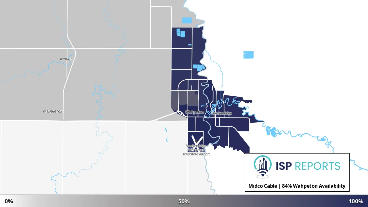 Wahpeton, ND map of internet availability