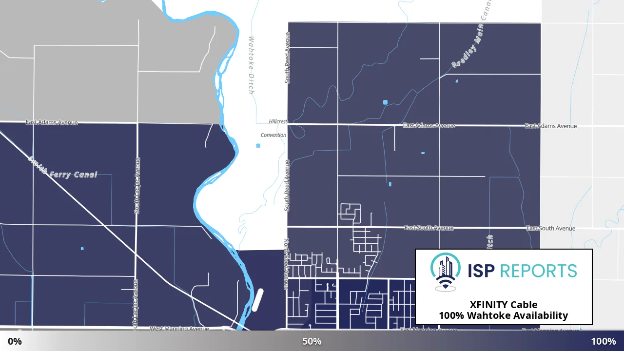 Wahtoke, CA map of internet availability