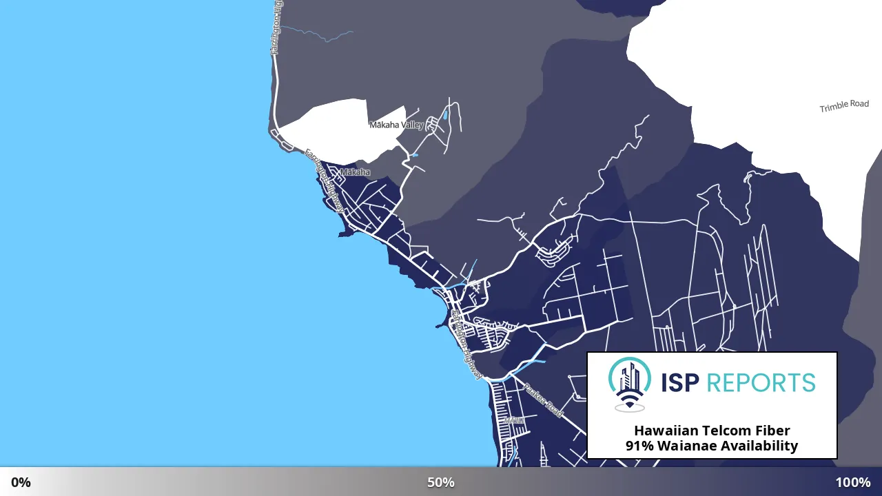 Waianae, HI map of internet availability