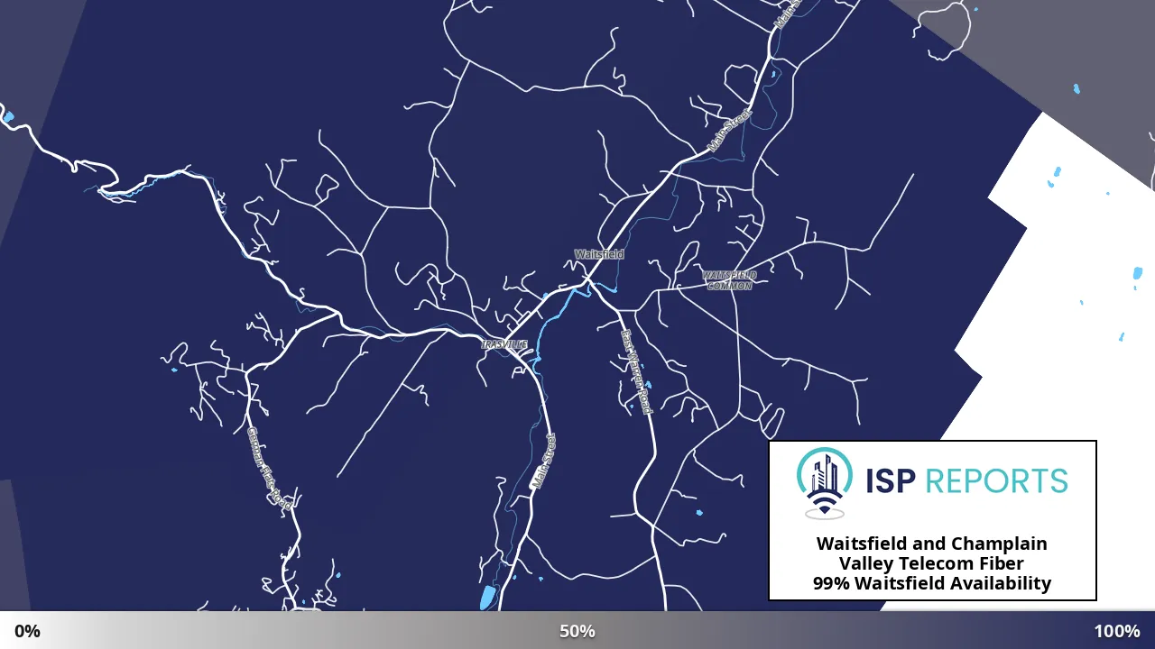 Waitsfield, VT map of internet availability