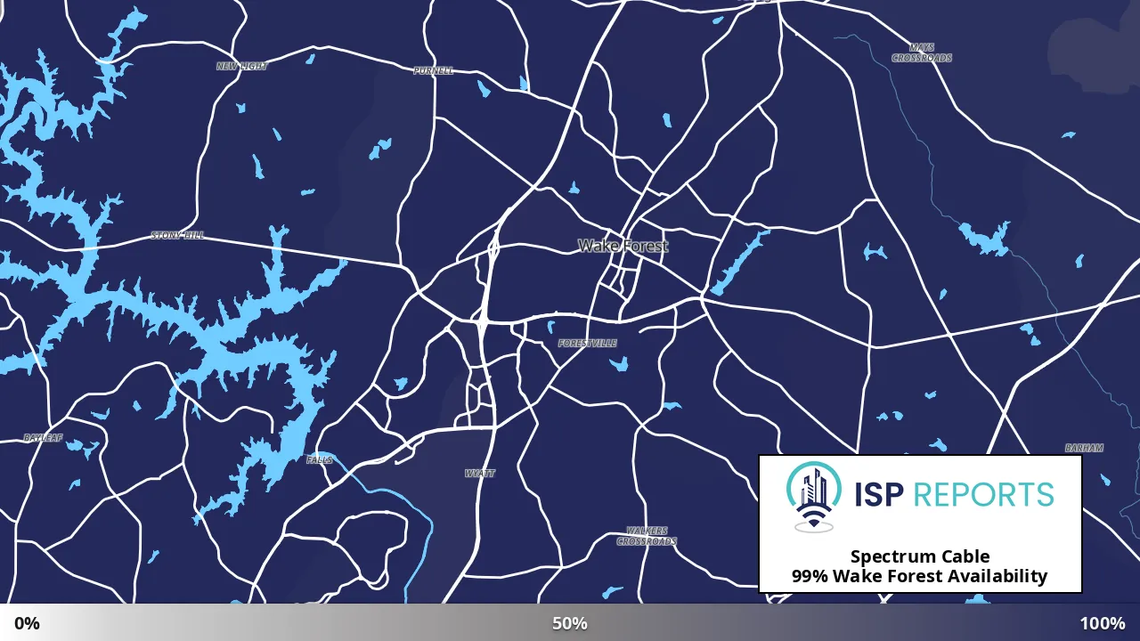 Wake Forest, NC map of internet availability