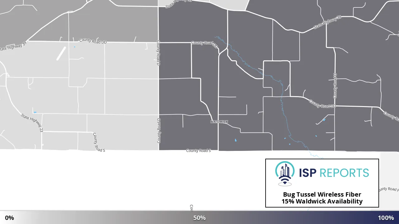 Waldwick, WI map of internet availability