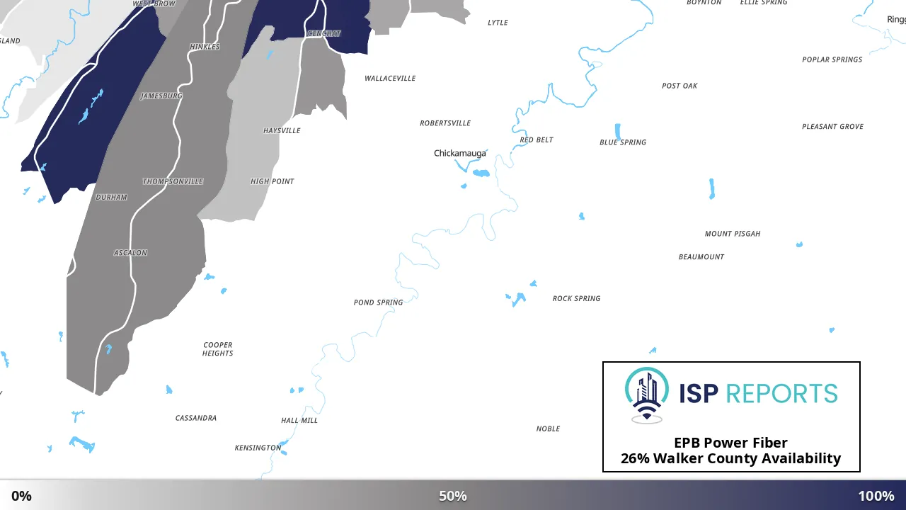 Walker County, GA map of internet availability