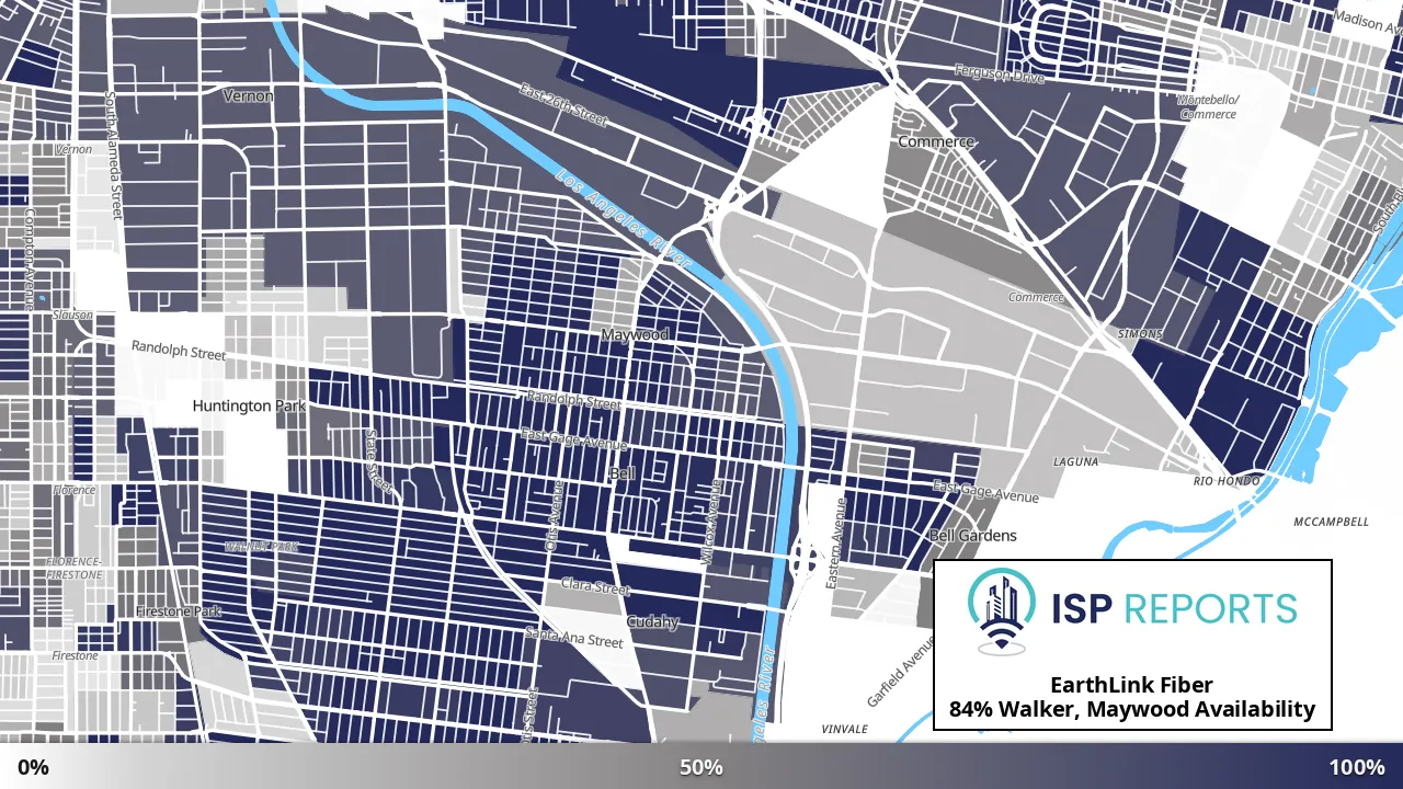 Walker, Maywood, CA map of internet availability