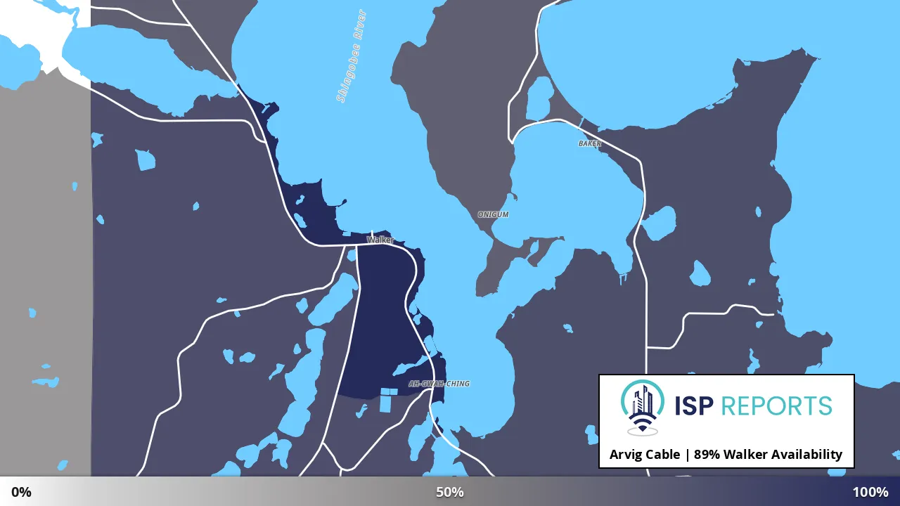Walker, MN map of internet availability