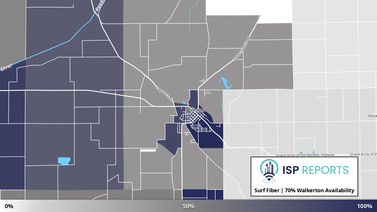 Walkerton, IN map of internet availability