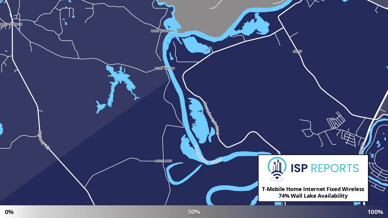 Wall Lake, LA map of internet availability