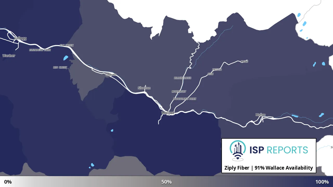 Wallace, ID map of internet availability