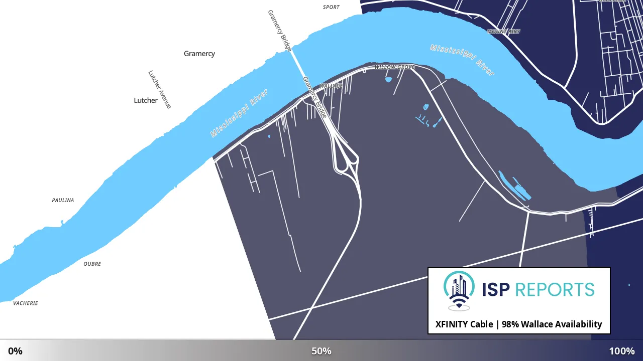 Wallace, LA map of internet availability
